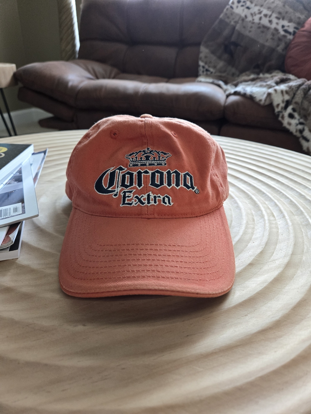 Y2K Corona Extra Beer Embroidered Strapback Dad Hat Cap Orange